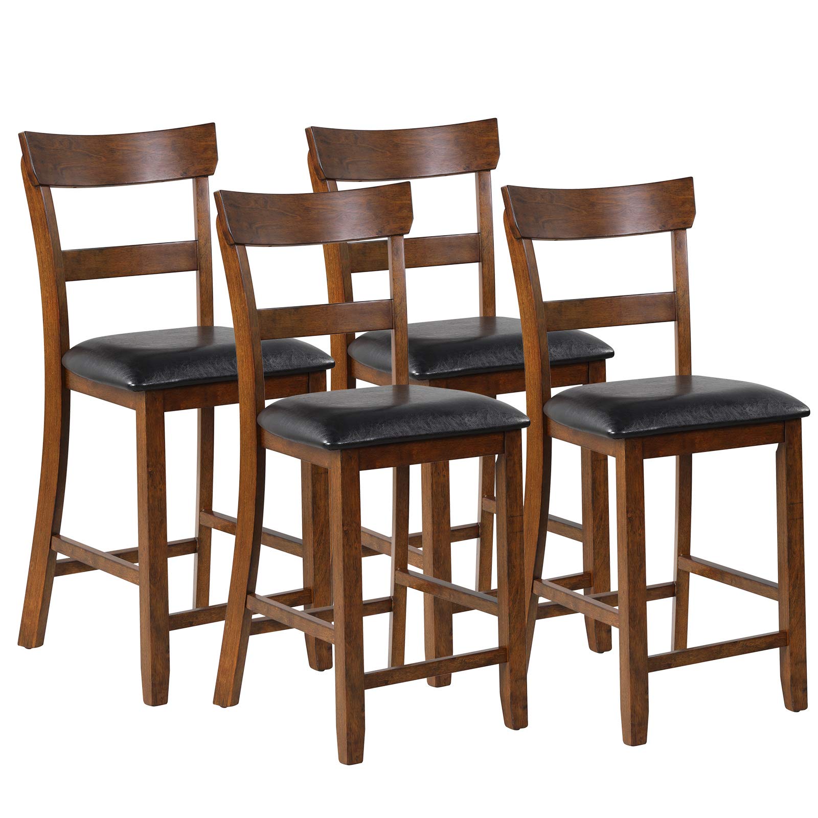 Bar Stools Set of 2/4, 25.5-Inch Counter Height Chair with Backrest, Foam-Padded Cushion, Rubber Wood Legs