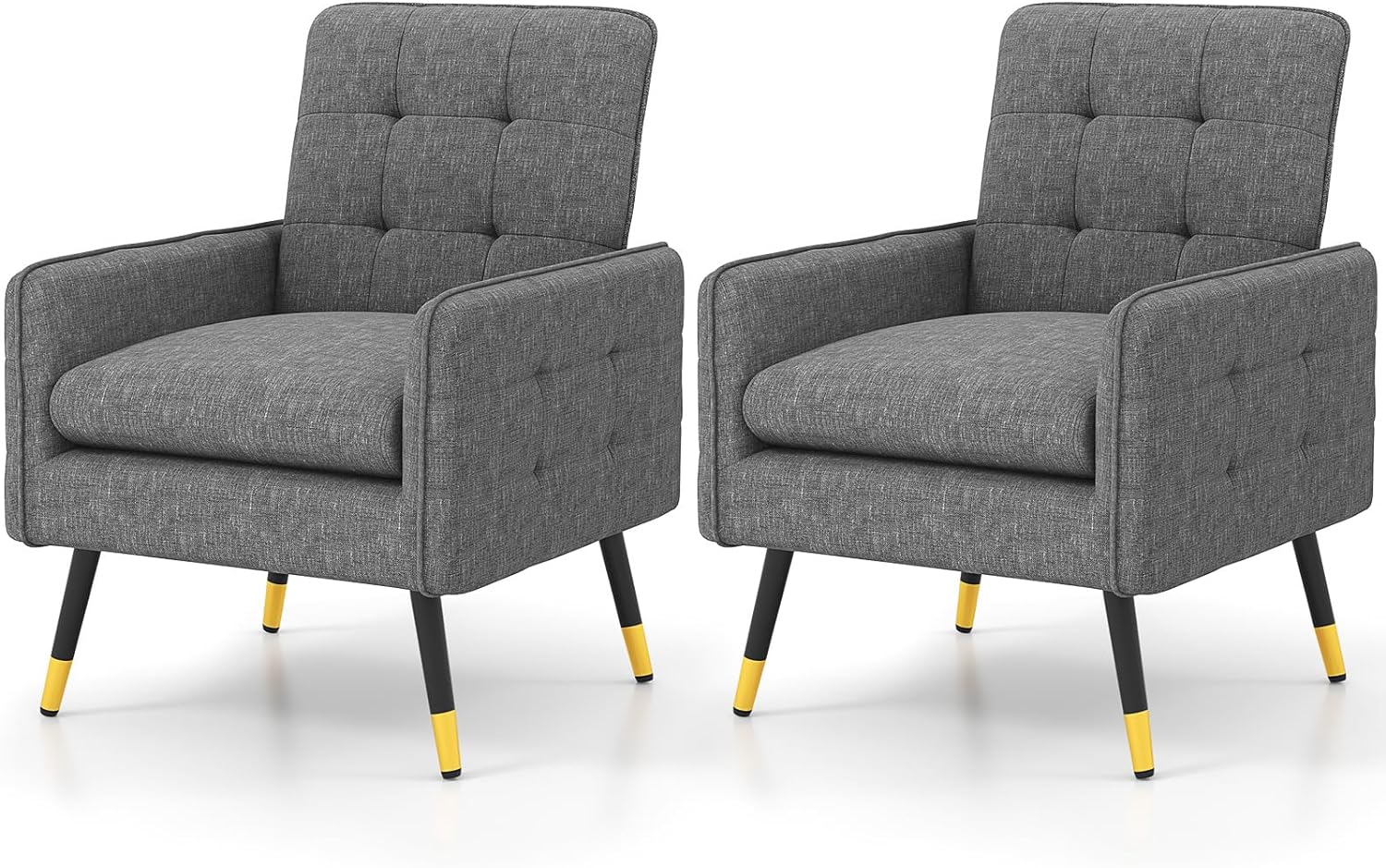 Modern Accent Chair, Upholstered Armchair Single Sofa Chair with Metal Legs & Adjustable Foot Pads