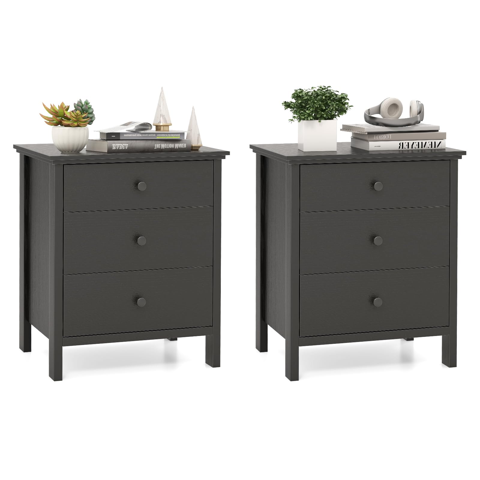 3 Drawers Nightstand Set of 1/2