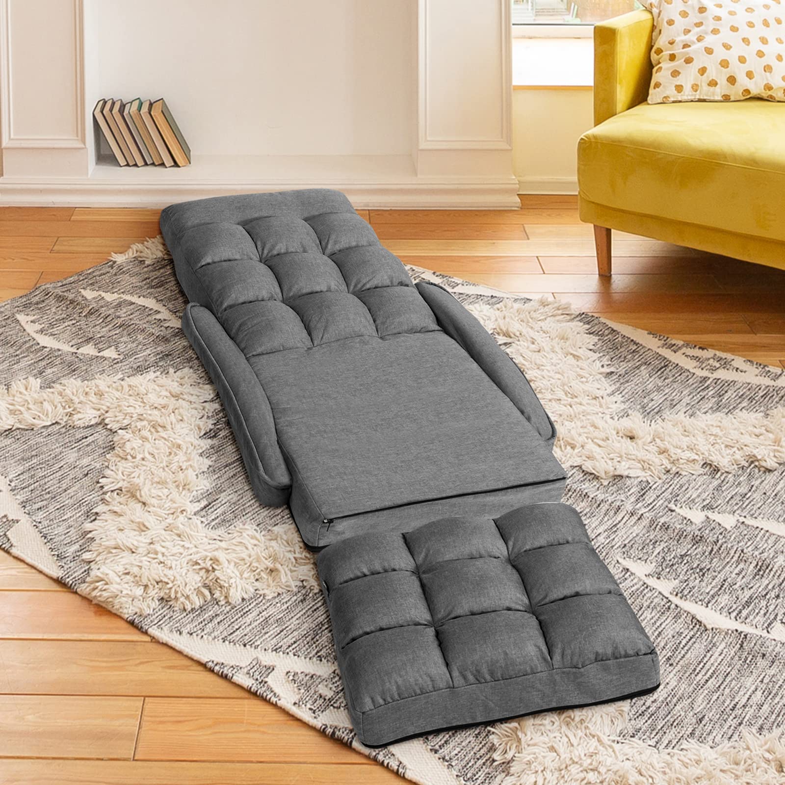 Adjustable Floor Chair, Folding Lazy Sofa Chair with 5 Positions, Detachable Seat Cushion