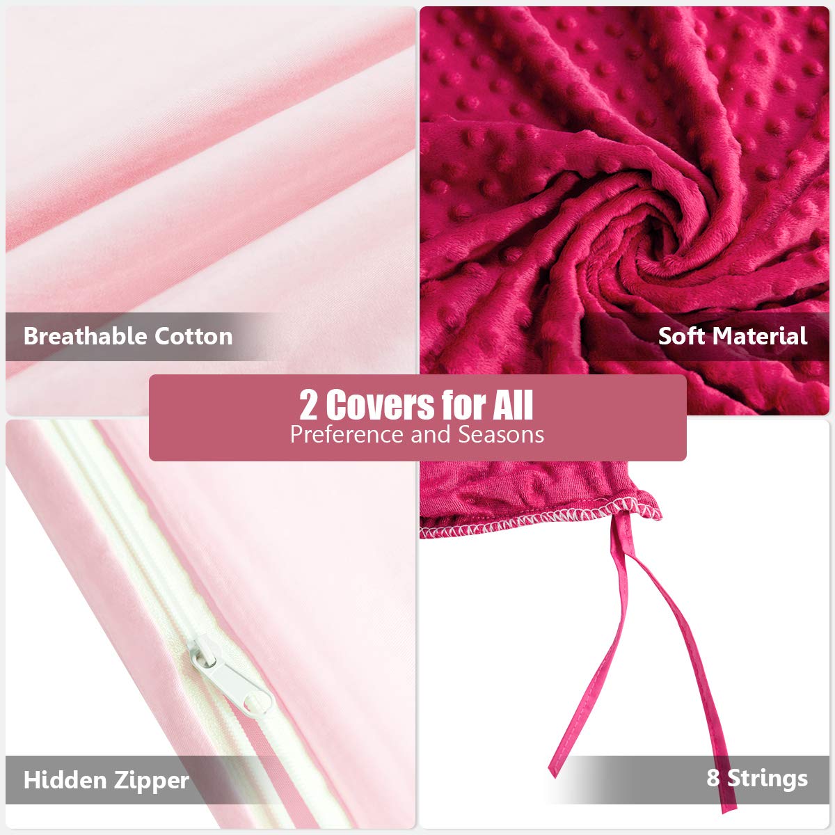 Weighted Blanket with Duvet Covers, Hot and Cold Duvet Cover Set