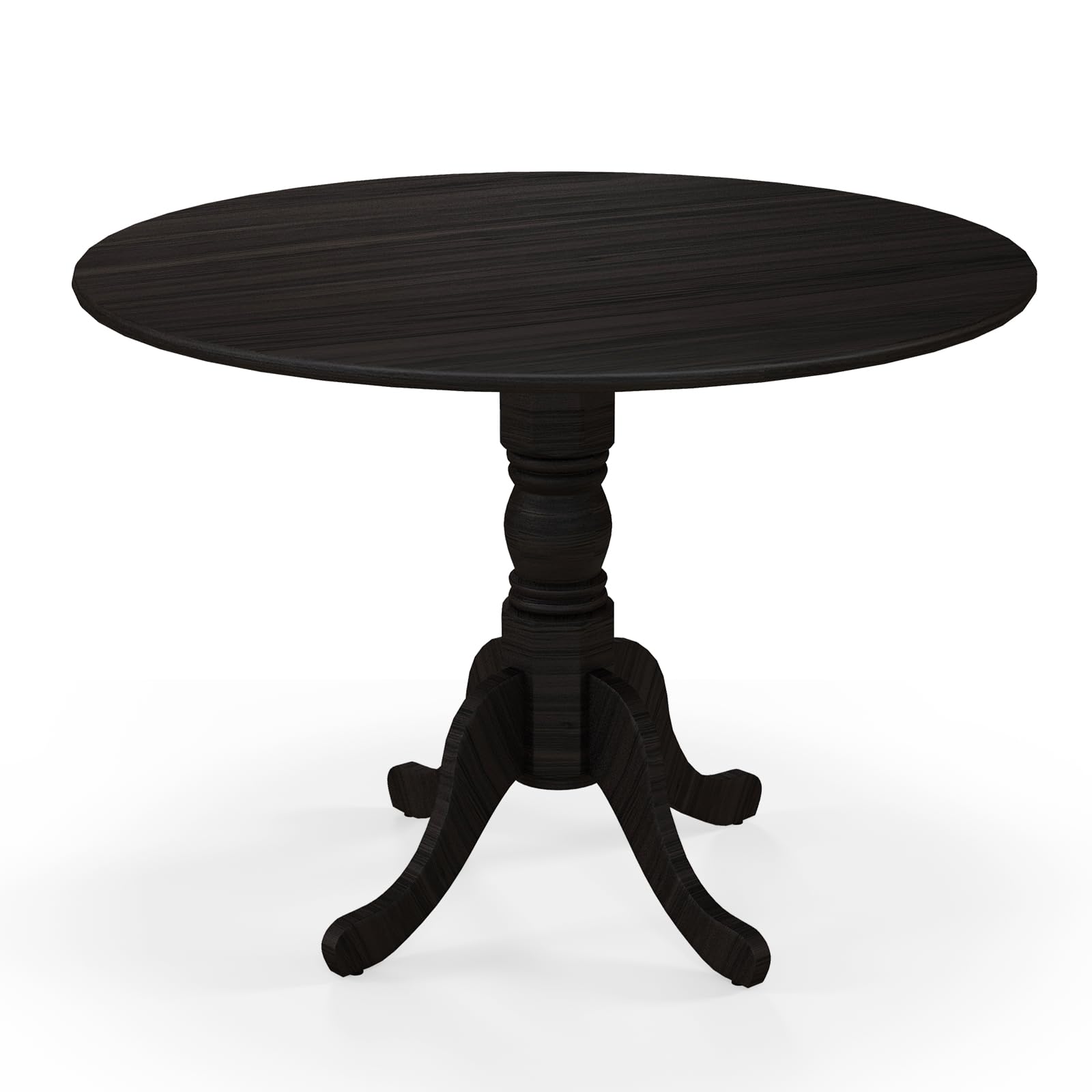 Wood Round Dining Table for 4 People with Round Tabletop & Curved Trestle Legs