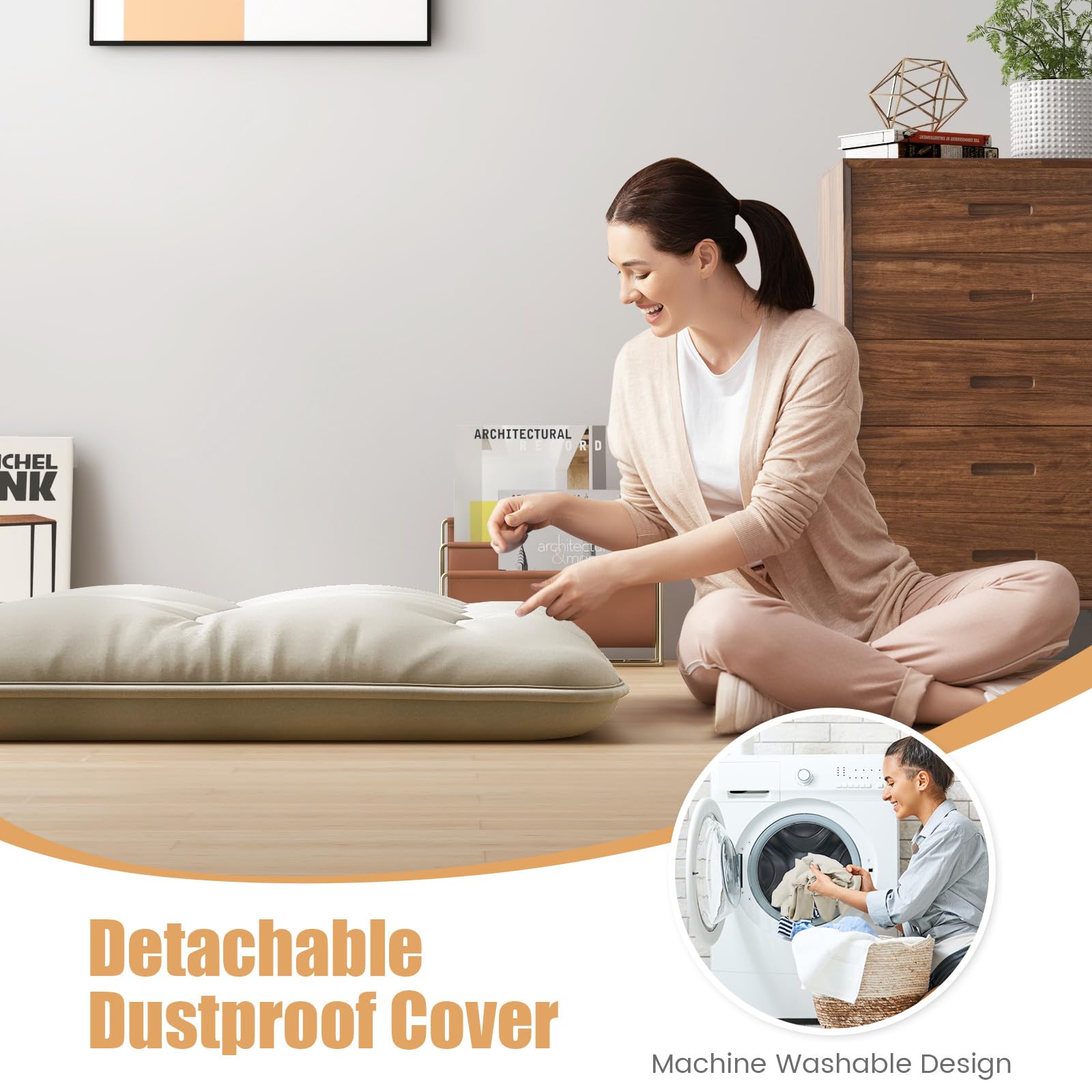Japanese Floor Mattress 4 Inch Roll up Futon Mattress