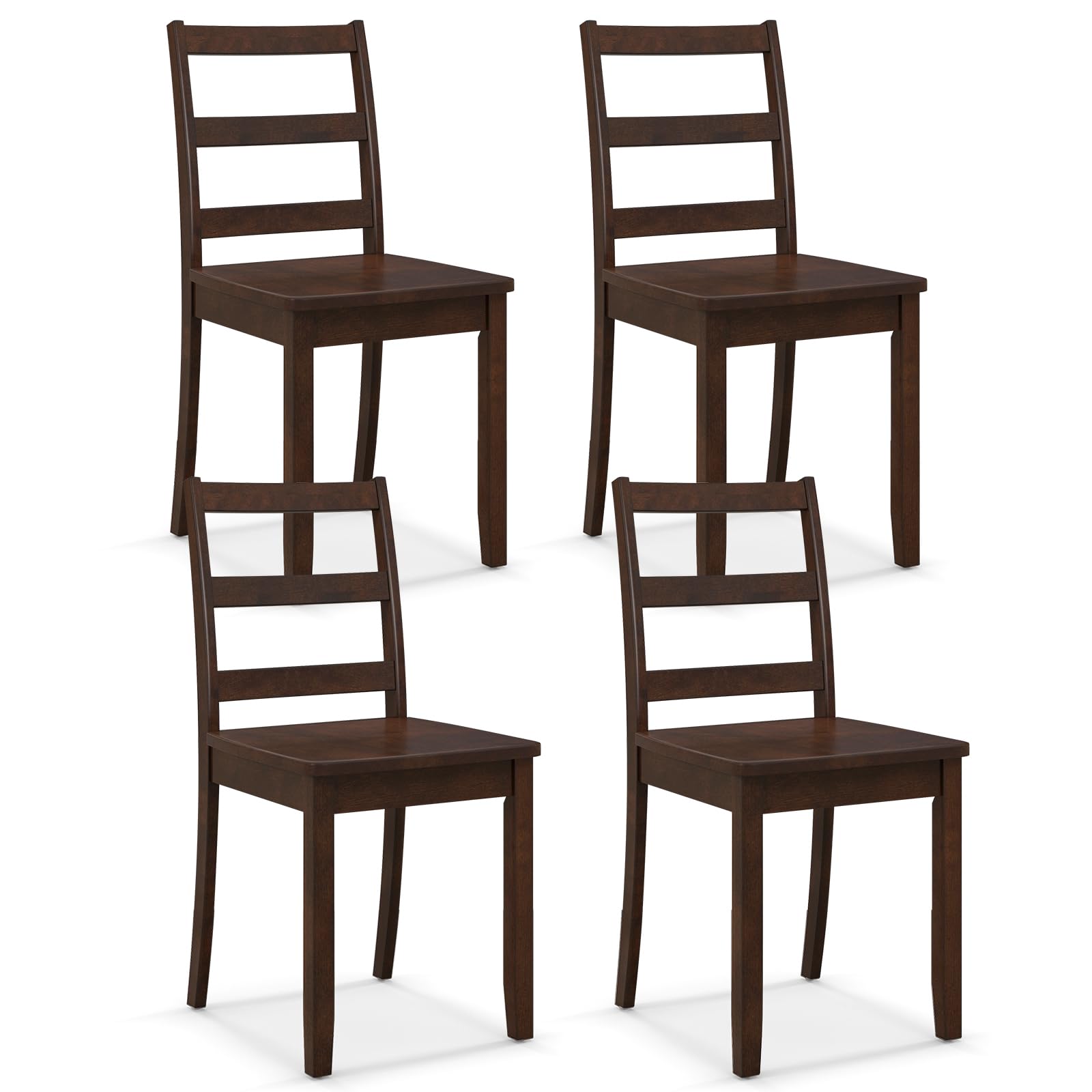 Wood Dining Chairs Set of 2/4 with Solid Rubber Wood Legs, Non-Slip Foot Pads