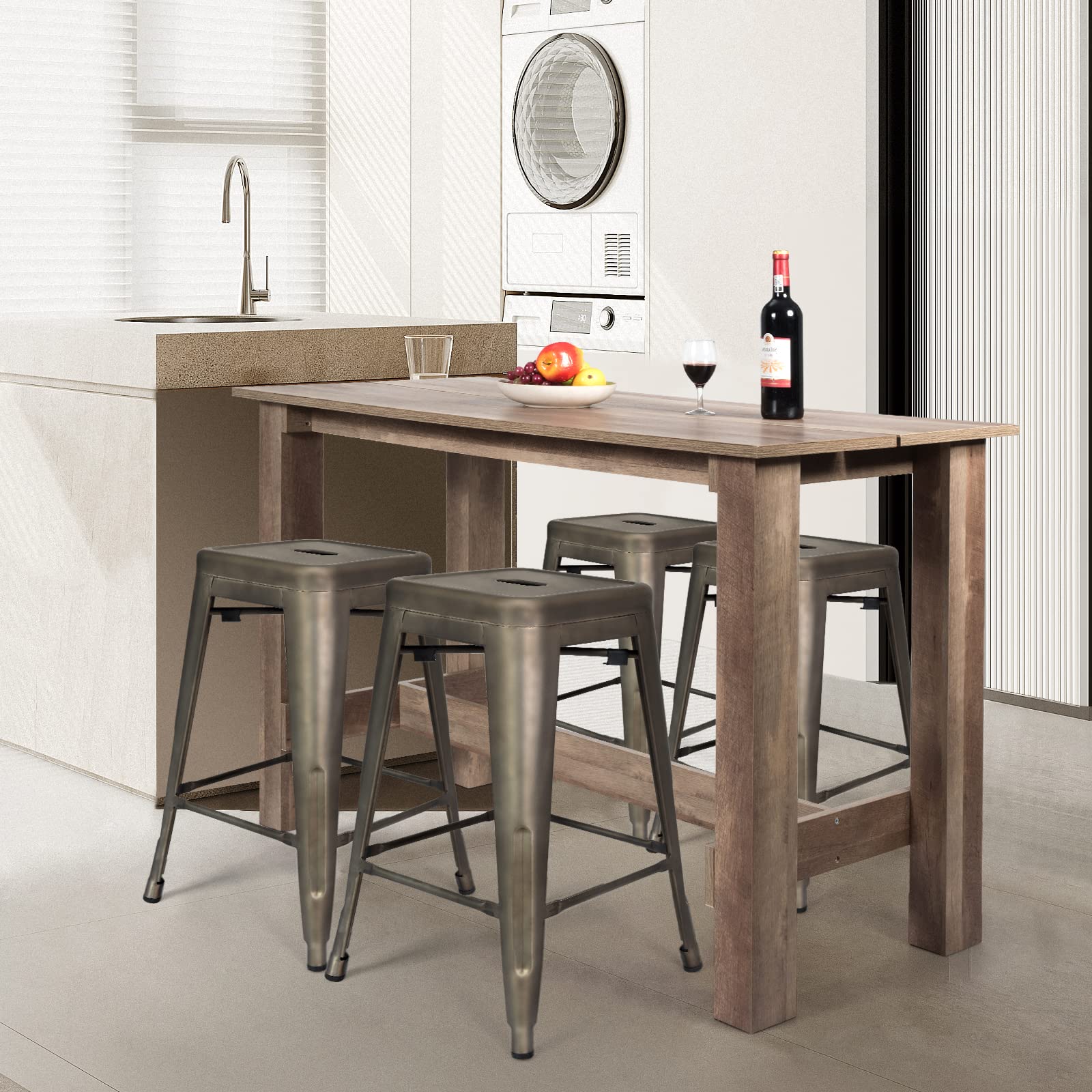 Counter Height Dining Table for 4-6, Large Rectangular Kitchen Table