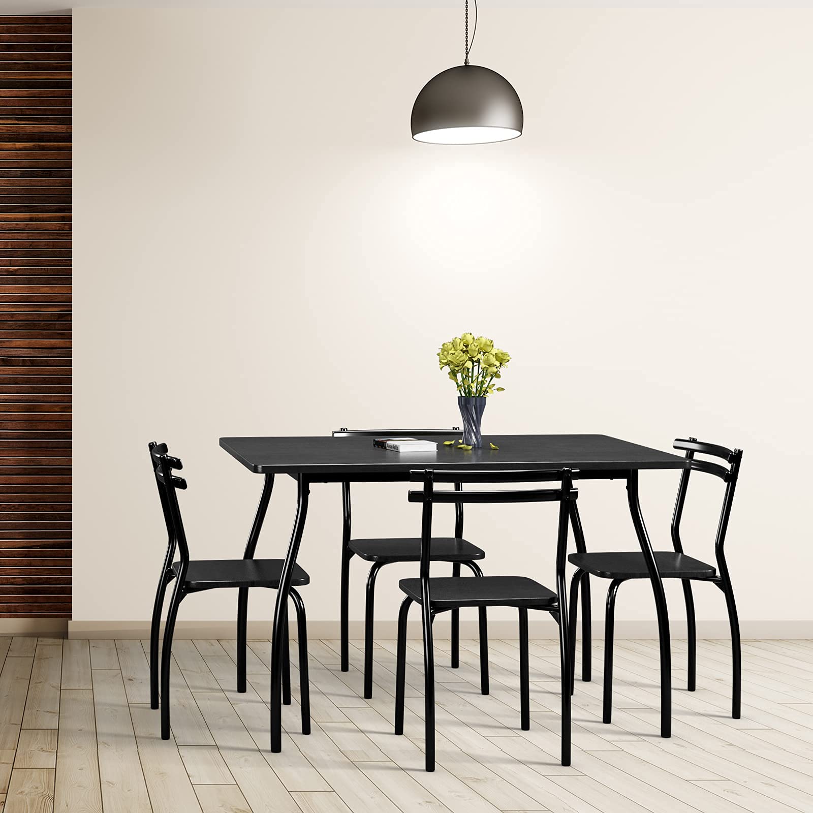 5 Piece Dining Table Set and 4 Chairs, Home Kitchen Room Breakfast Furniture