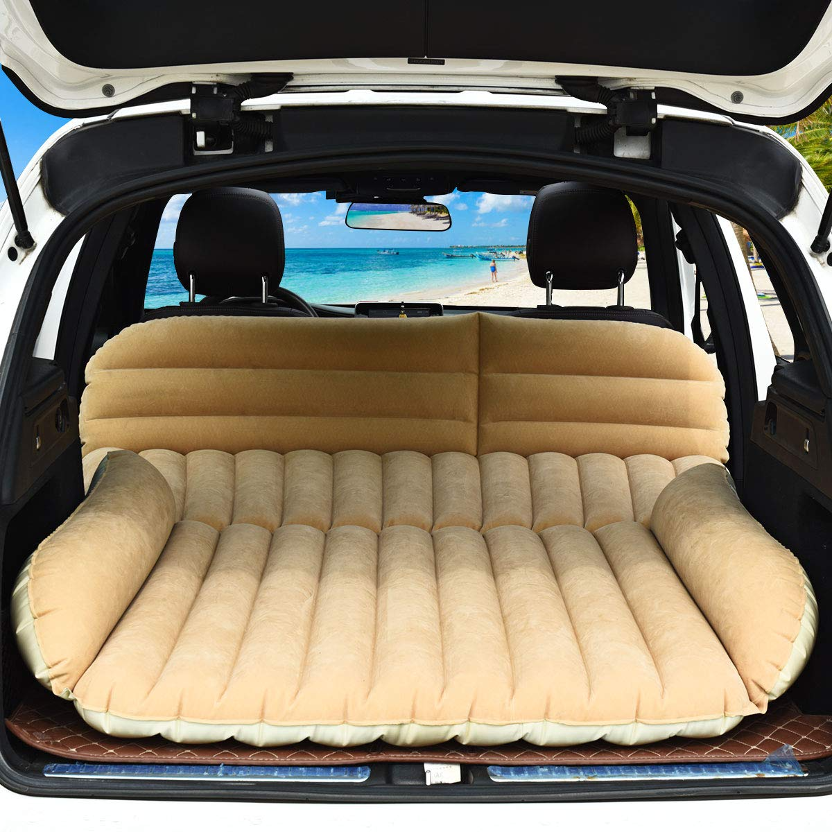 Car Air Mattress Back Seat Inflatable Blow Up Folding Camping Traveling Bed Mattress