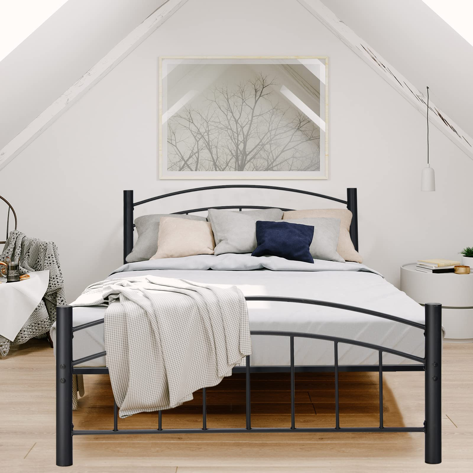 Metal Bed Frame with Headboard and Footboard
