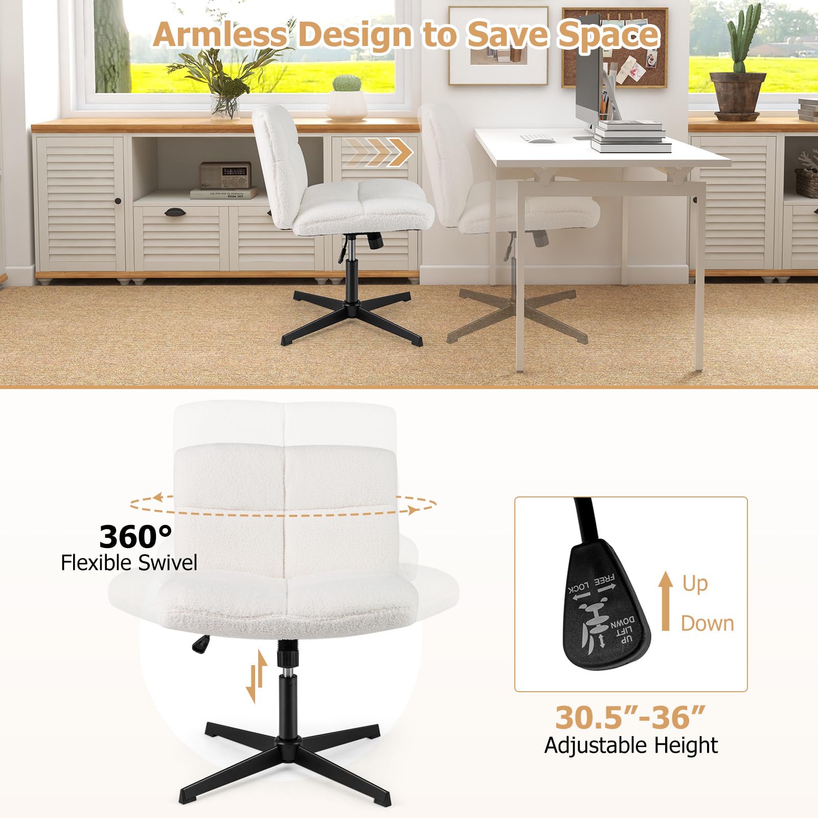 Criss Cross Chair, Height Adjustable Computer Swivel Office Chair