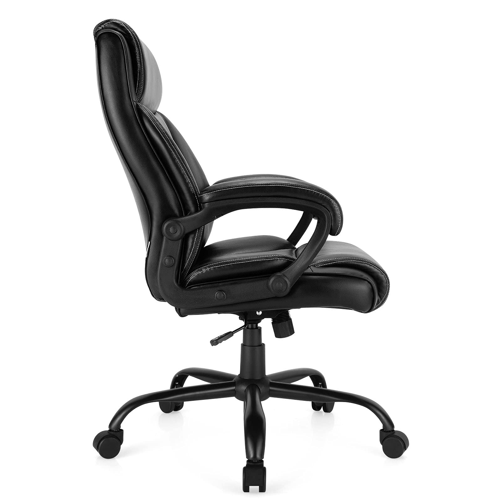 Big and Tall Leather Adjustable Swivel Executive Office Chair with Armrest and Lumbar Support