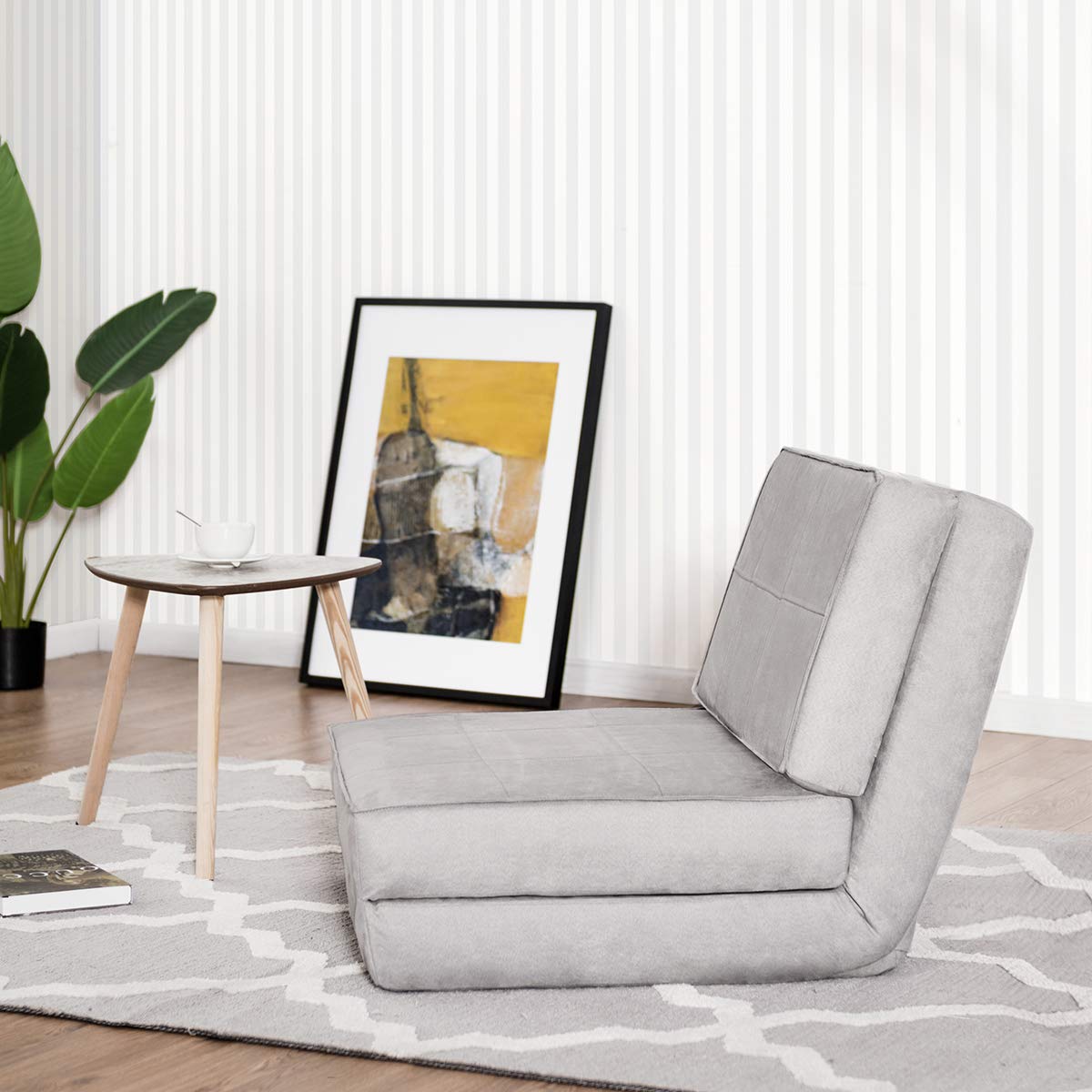 5-Position Adjustable Convertible Flip Chair, Sleeper Dorm Game Bed Couch Lounger Sofa Chair Mattress
