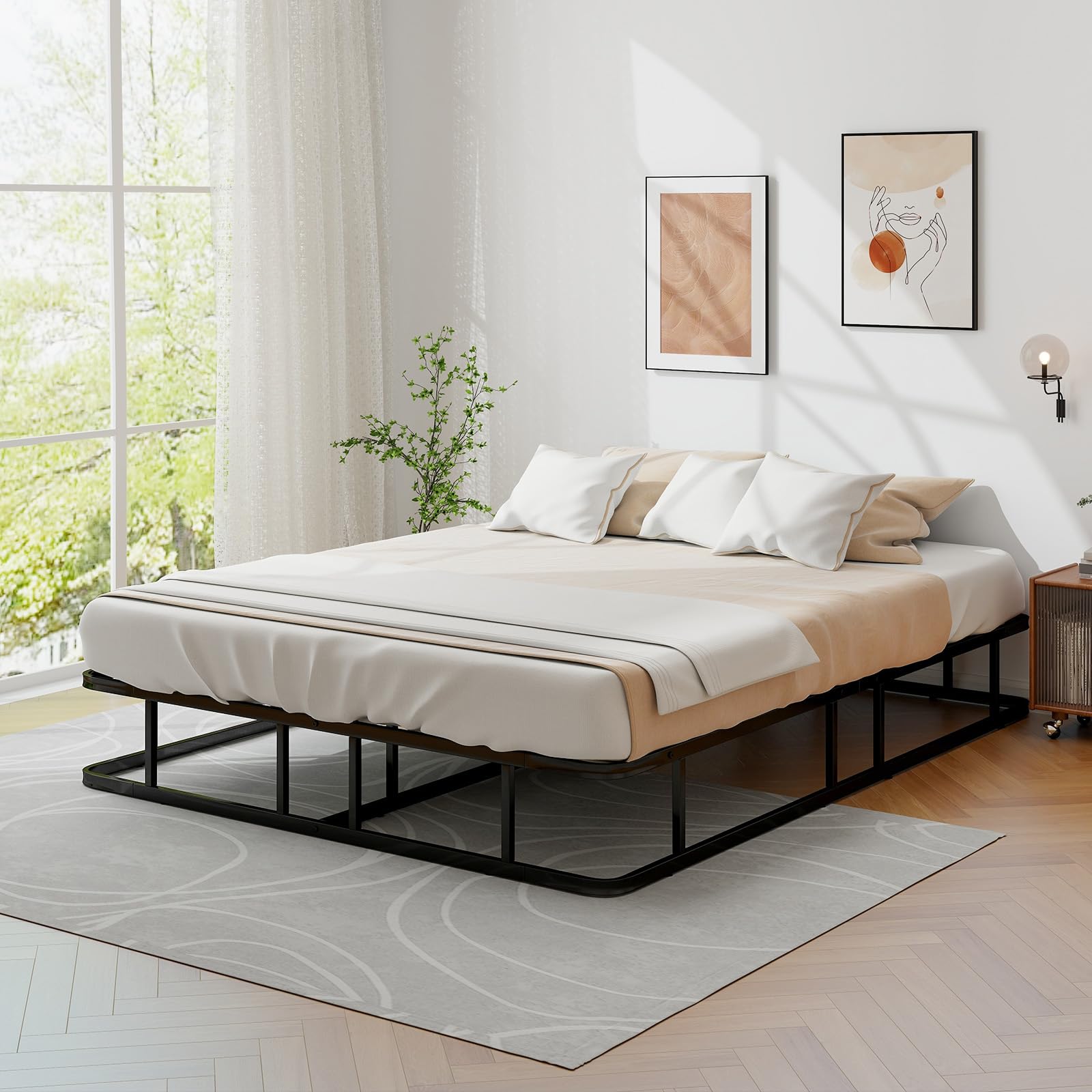 Queen Size Metal Platform Bed Frame