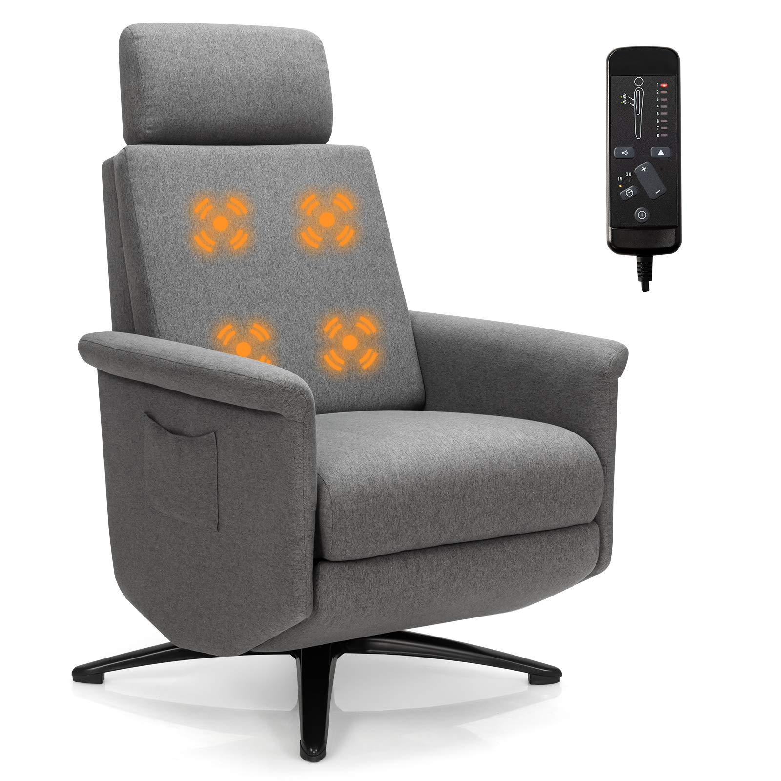 Recliner Chair with Vibration Massage & Remote Control , 360 Degree Swivel Reclining Sofa Chair