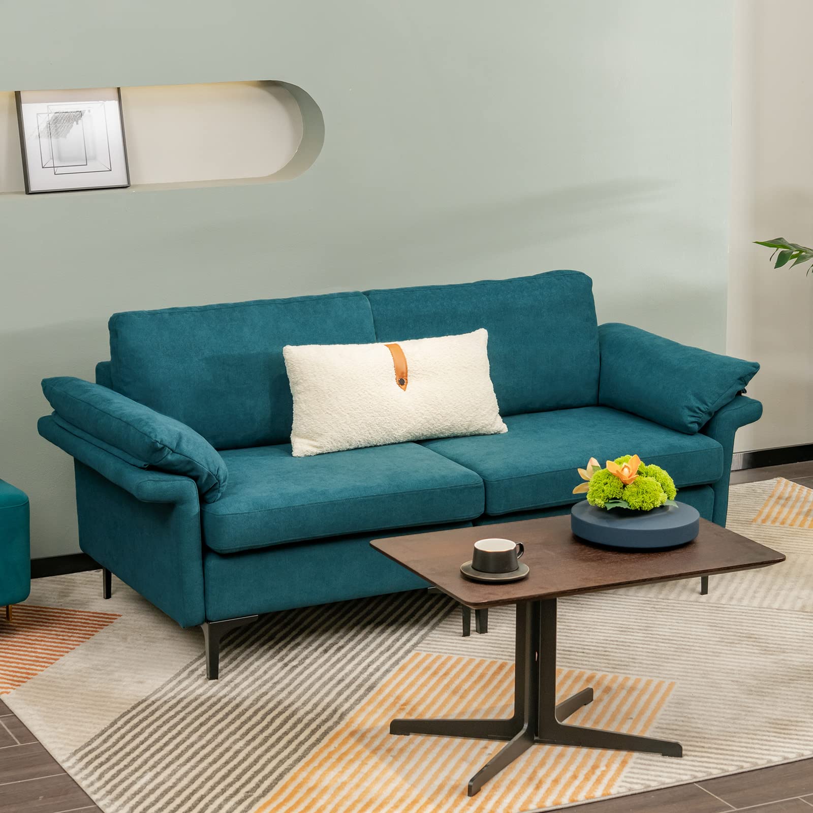72.5" Loveseat Sofa Couch, Modern Love Seat with Removable Armrest Pillows