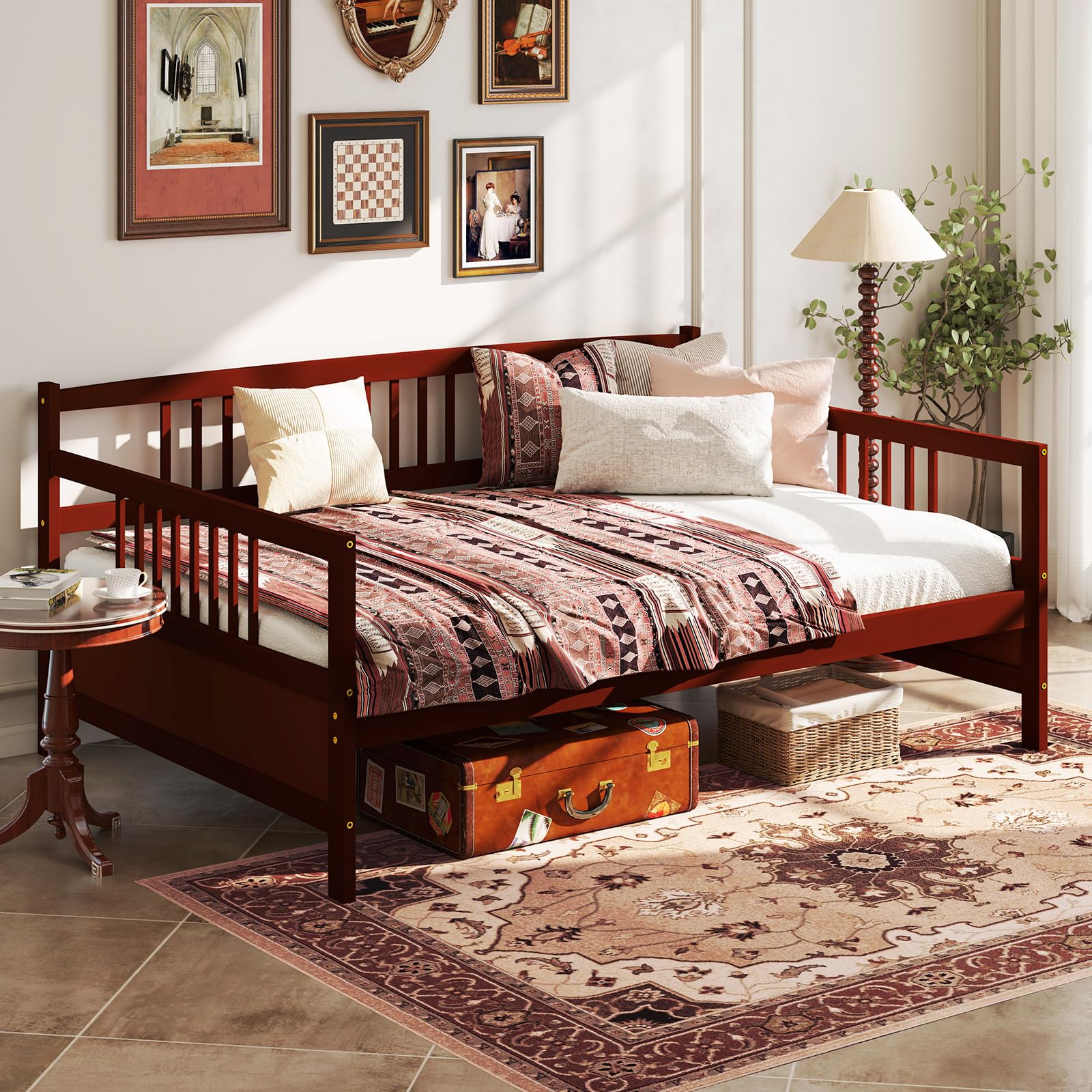 Full Size Wood Daybed with Wooden Slats Support