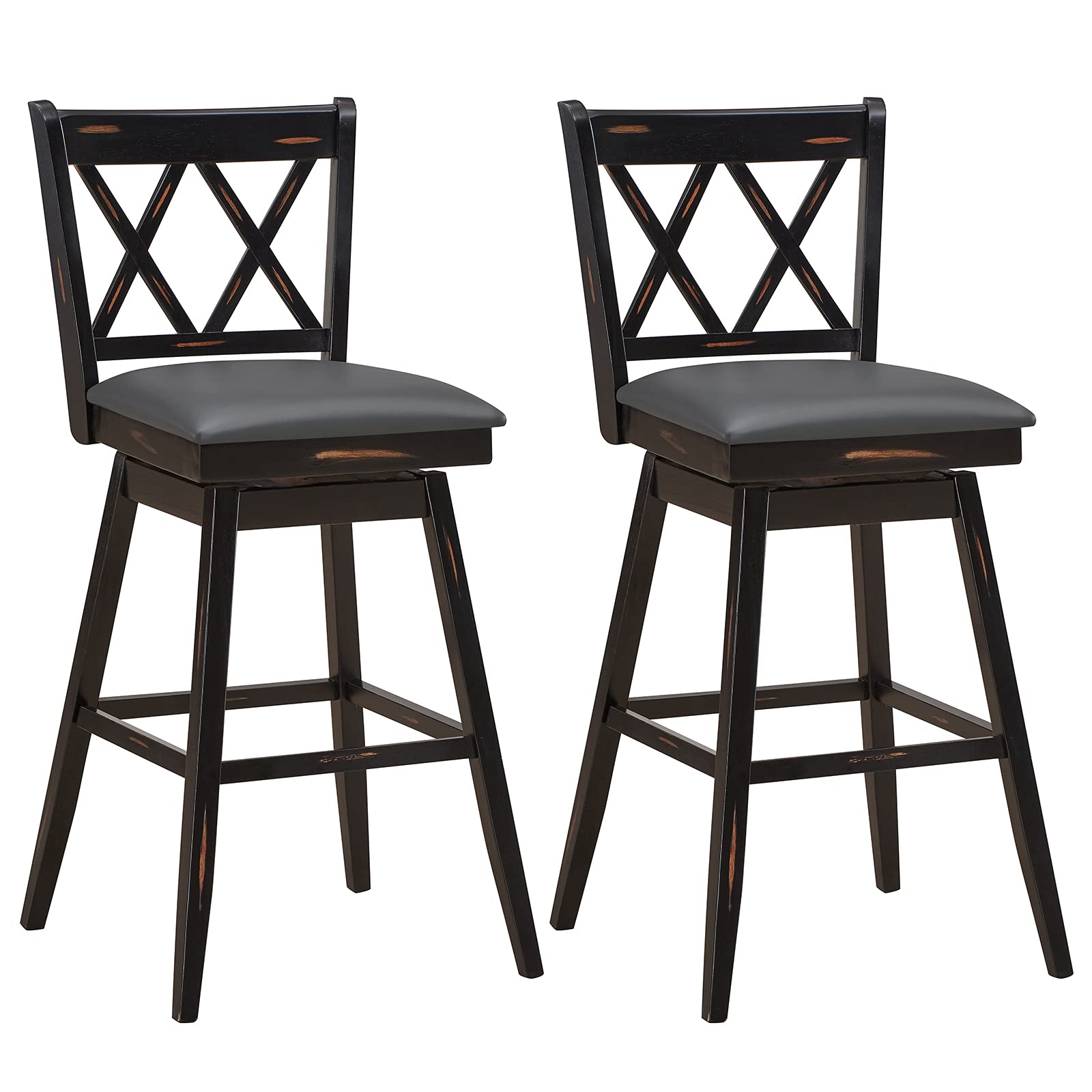 360 &deg; Swivel Bar Stool Set of 2/4 with Foot Rest Upholstered Cushion & Ergonomic Backrest