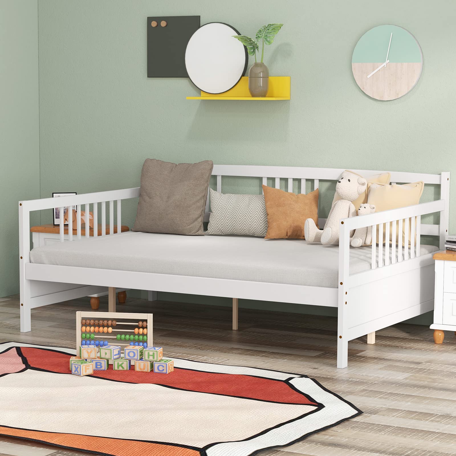 Full Size Wood Daybed with Wooden Slats Support