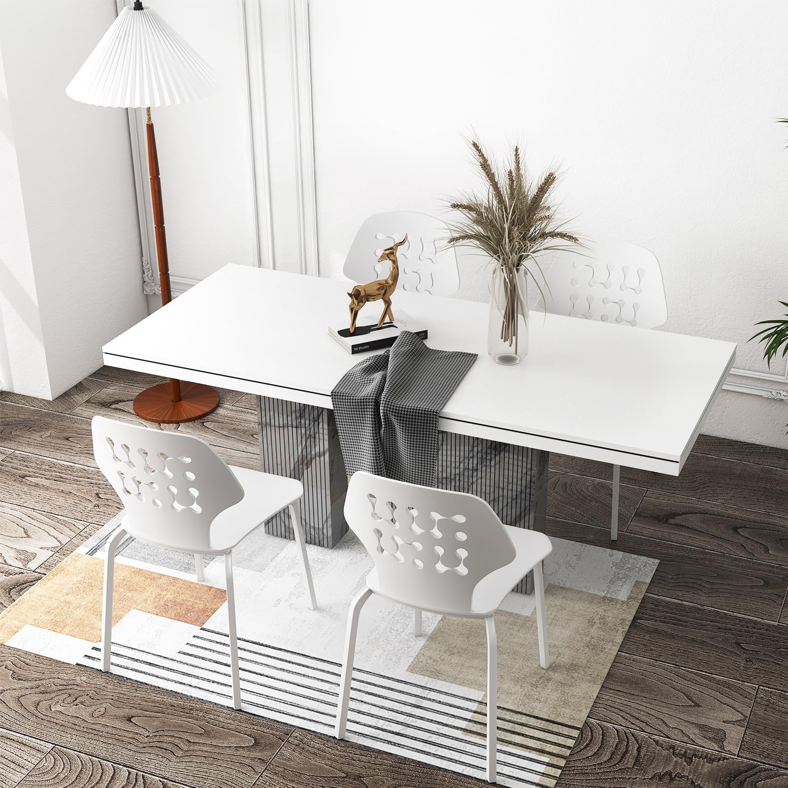 Modern Dining Chairs Set of 4, Modern Kitchen Chair with Hollowed Backrest