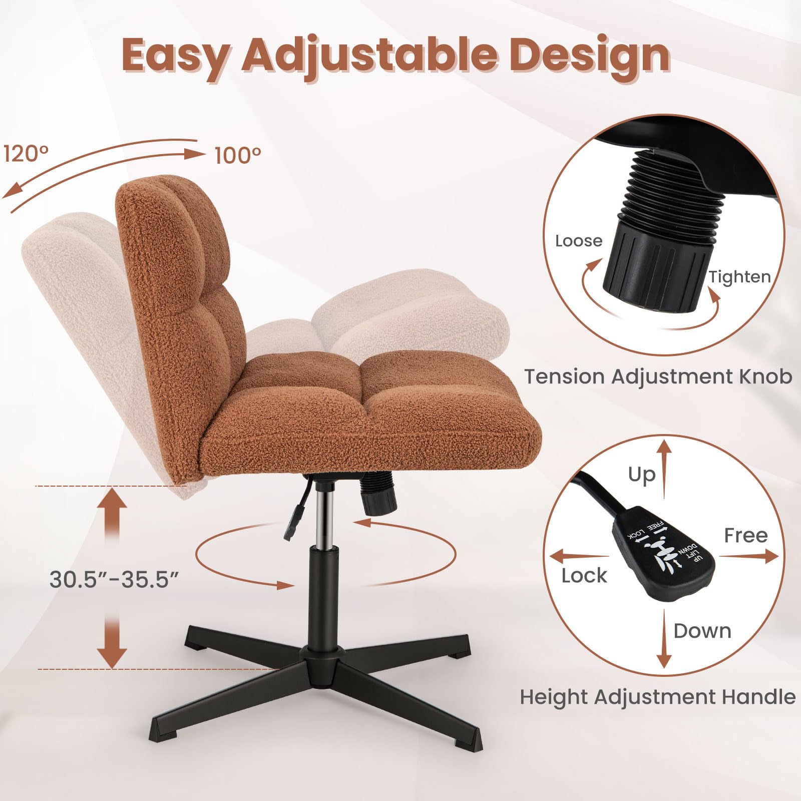 Criss Cross Chair, Height Adjustable Computer Swivel Office Chair